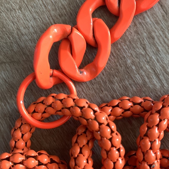 Orange Double Strand Chunky Chain Necklace Zara - Picture 8 of 8